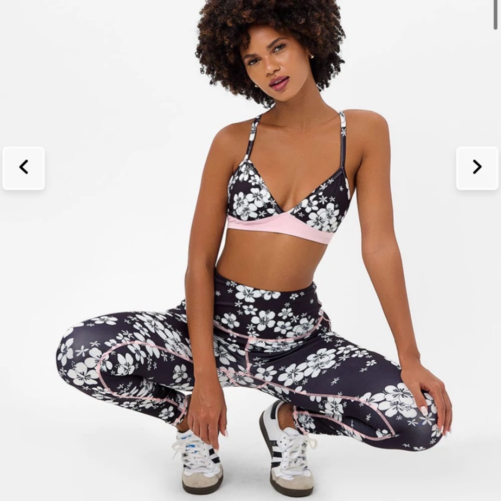 Frankie's Bikinis Black and White Floral Leggings